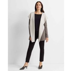 CLUB MONACO Yoanna Open Cardigan with Hood Grey Wool Viscose Blend